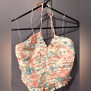 NWT American Eagle floral cropped halter XL